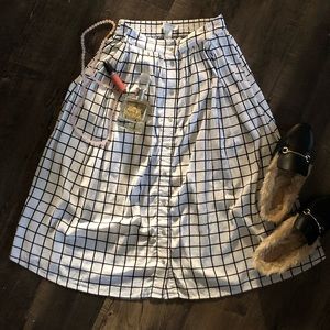 Geometric Print Button Down Midi Skirt